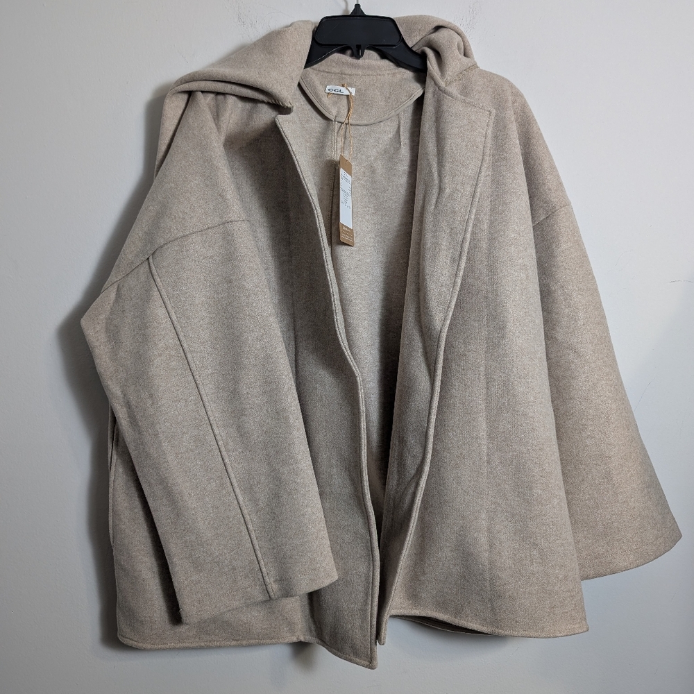 Ogl Move CashSoft Oversized Scarf Jacket Tan Sz Xl